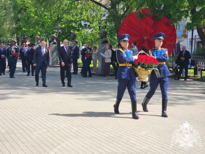 Начальник Управления Росгвардии по Карачаево-Черкесской Республике принял участие в торжественном митинге в честь 80-й годовщины Победы в Великой Отечественной войне